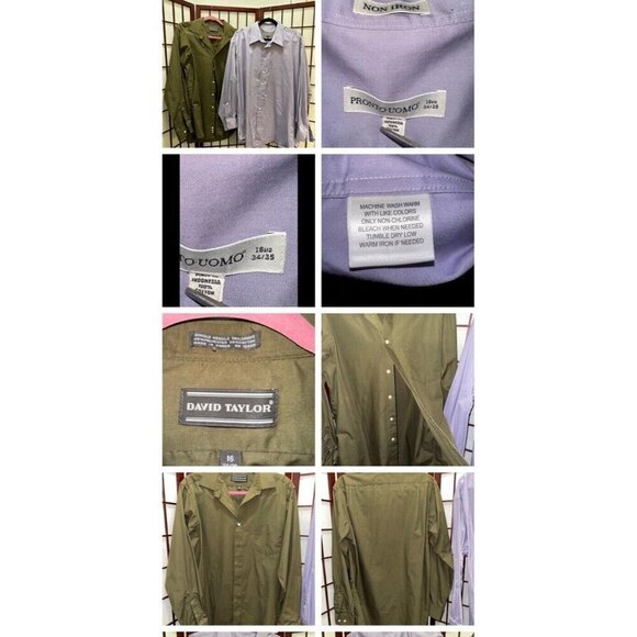 David Taylor PRONOT UOMO Shirts Long Sleeve Dress Button Up Men's 34/35 Lot Of 2 - Picture 6 of 12